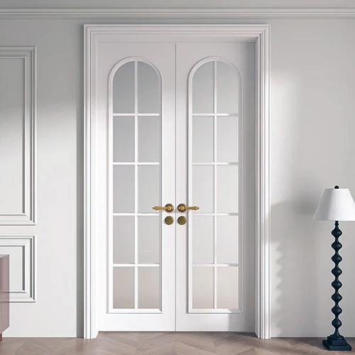 white arch glass double french patio door with grids