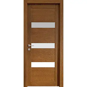 Oak solid wood 3 panel glazed interior door