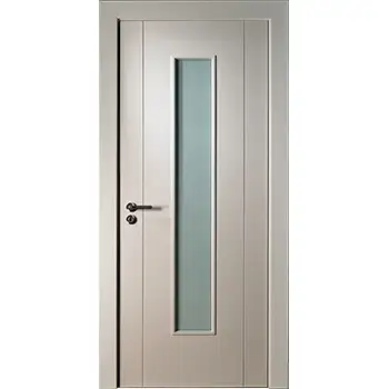 White wooden frosted glass one glass panel interior door