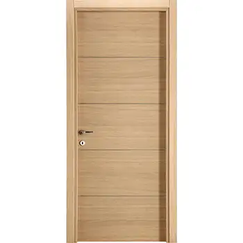 Modern horizontal groove Oak veneer interior wood door