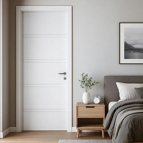 white paint wooden v-groove flush interior door