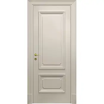 Bedroom white paint 2 panel solid wood door with applied molding