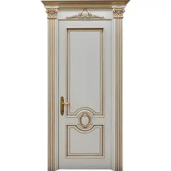 High-end white painted 2 panel luxury interior door with molding