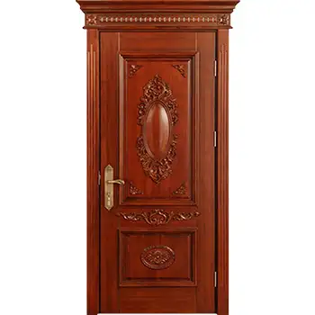 Interior classic oak 2 panel decorative wood door with crown molding