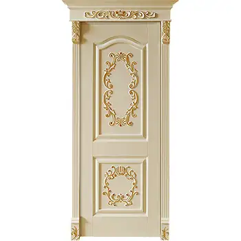 Decorative Interior white 2 panel solid wood door with crown molding​