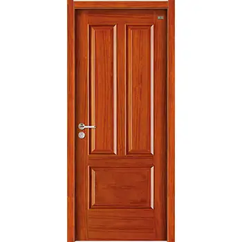 house Interior Bedroom brown teak veneer painted 3 panel with molding MDF solid core door