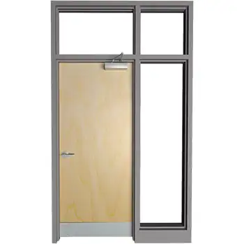 commerical office wood door with side-lite and transom