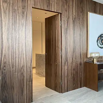 Flush panel walnut veneer wood hidden frame interior door