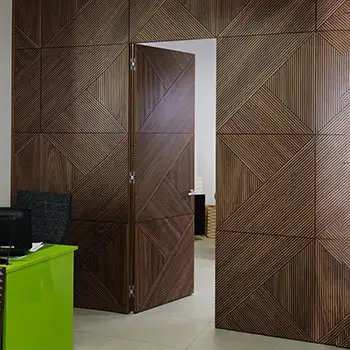 Soft self-close hidden hinge batten cladding wood hidden door