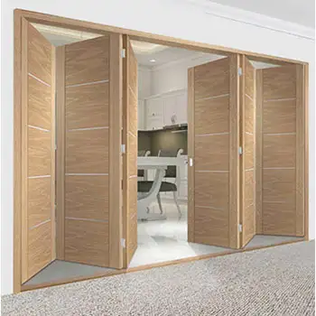 FLD18 house internal living room brown painted flush wood folding door