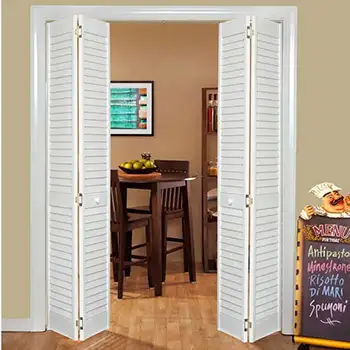 FLD24 Residential internal closet white painted louver wood folding door