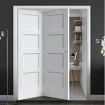 FLD08 home Interior closet white painted shaker wood bi-fold door
