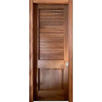 Interior solid mahogany wood louvered interior door for utility