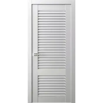Two panel white louvered interior door for closet