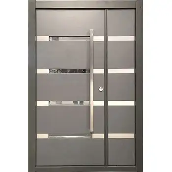 One and a half leaf armour shield entry door with metal inlay