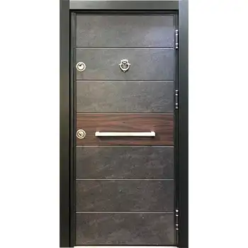 AMD25 home external entrance black painted flush steel-wood armored door