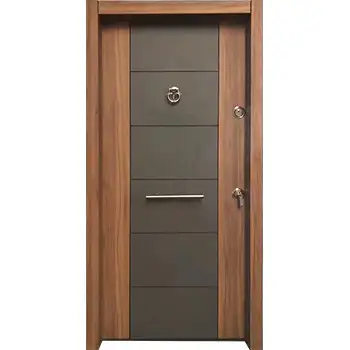 Modern flush steel-wood armoured safety front door