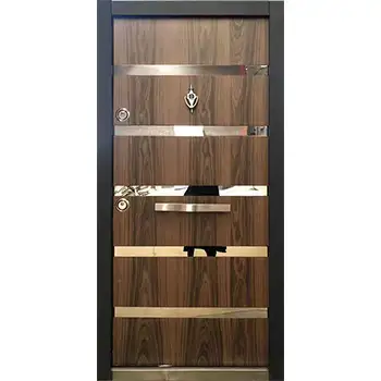 Luxury exterior wood coated steel security door for house