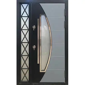 High end glass insert armoured security main door with sidelite