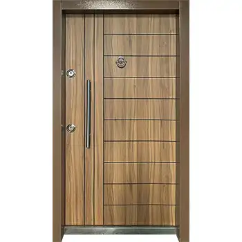 AMD44 house external entry brown walnut veneer painted flush steel-wood armour door
