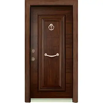 Turkish armoured metal security front door with wood panels