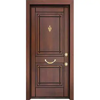 AMD64 house exterior front brown walnut veneer painted 2 panel steel-wood armoured door