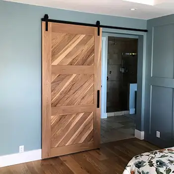 Solid walnut wood 3 panel shaker style interior barn sliding door