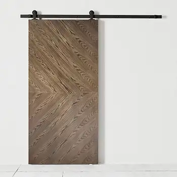 K pattern veneer flush wood interior sliding barn door