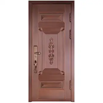 CPD02 villas exterior front entrance traditional 3 panel armored security brass door