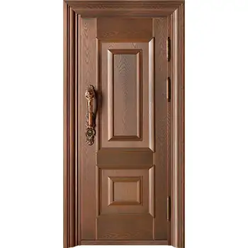 CPD03 villas exterior front entrance classic 2 panel armored security brass door