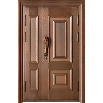 CPD04 villas exterior front entrance classic 2 panel armored security brass door