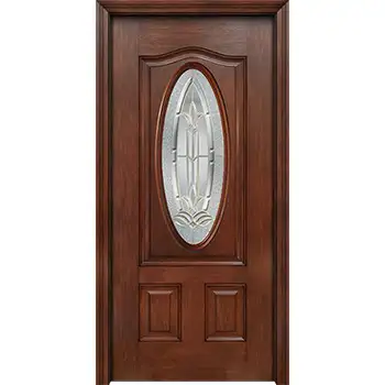 villas exterior entrance classic brown paint oval glazed riased panel solid oak wood door