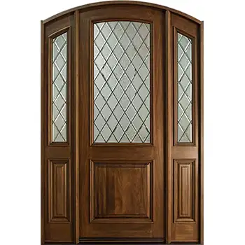 villas exterior entrance classic brown paint side-lite riased panel sol
