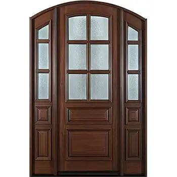 villas external entry classic brown painted side-lite riased panel solid walnut wood door
