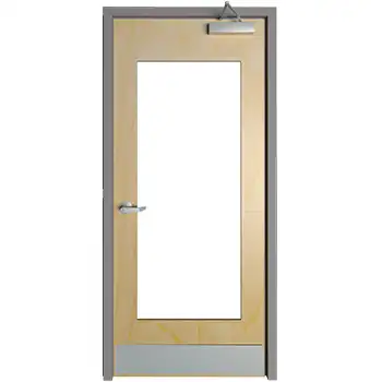 <font color='brown'>Office fire resistant full lite commercial wood door with full glass</font>
