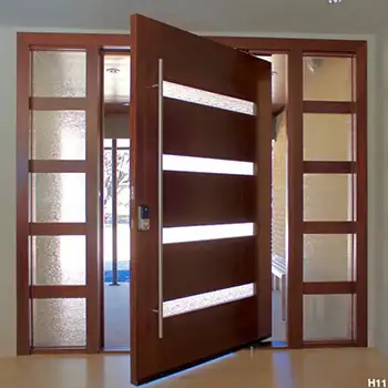 Villas front solid wood heavy duty pivot hinge door with sidelites