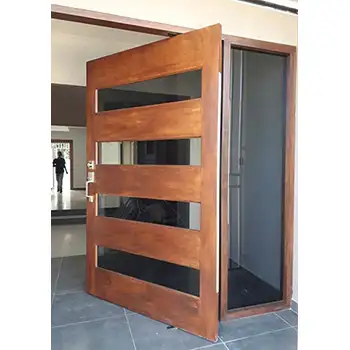 House exterior glazed solid wood mahogany pivot entry door with sidelit