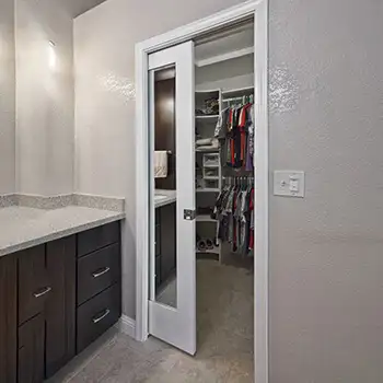 Internal room wooden hidden sliding mirror door for closet