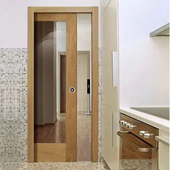 Interior solid wood french wall hidden sliding door for kitchen