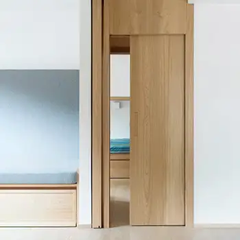 Interior bedroom wooden flush pocket style sliding door