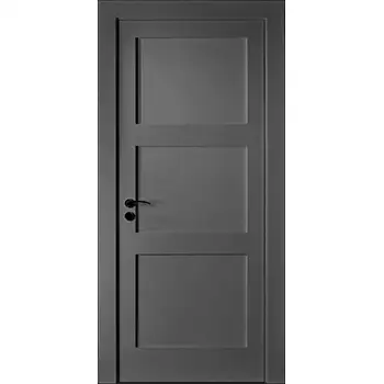 Residential Interior Bedroom black painted 3-panel shaker MDF solid cor