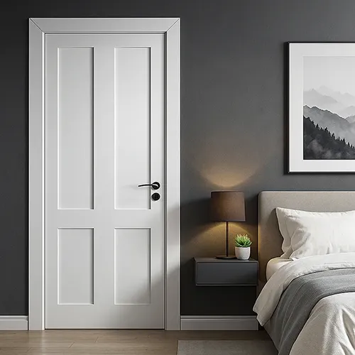 White wood 4 flat panel internal door