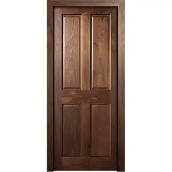 Solid walnut wood 4 raised sqaure panel wood door