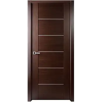 Interior walnut veneer shaker style contemporary wood door with chrome 
