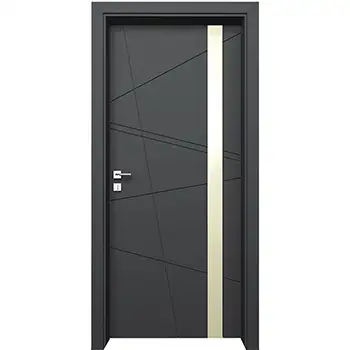 Internal room black paint satin stainless steel strips inlays wood door
