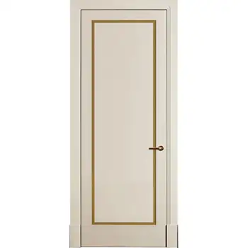 Hotel guestroom interior room fire rated 1 panel wood door with brass inlay
