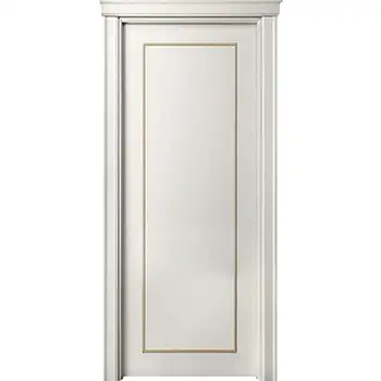 Villas Interior room white paint solid wood door with bronze inlay mouldings